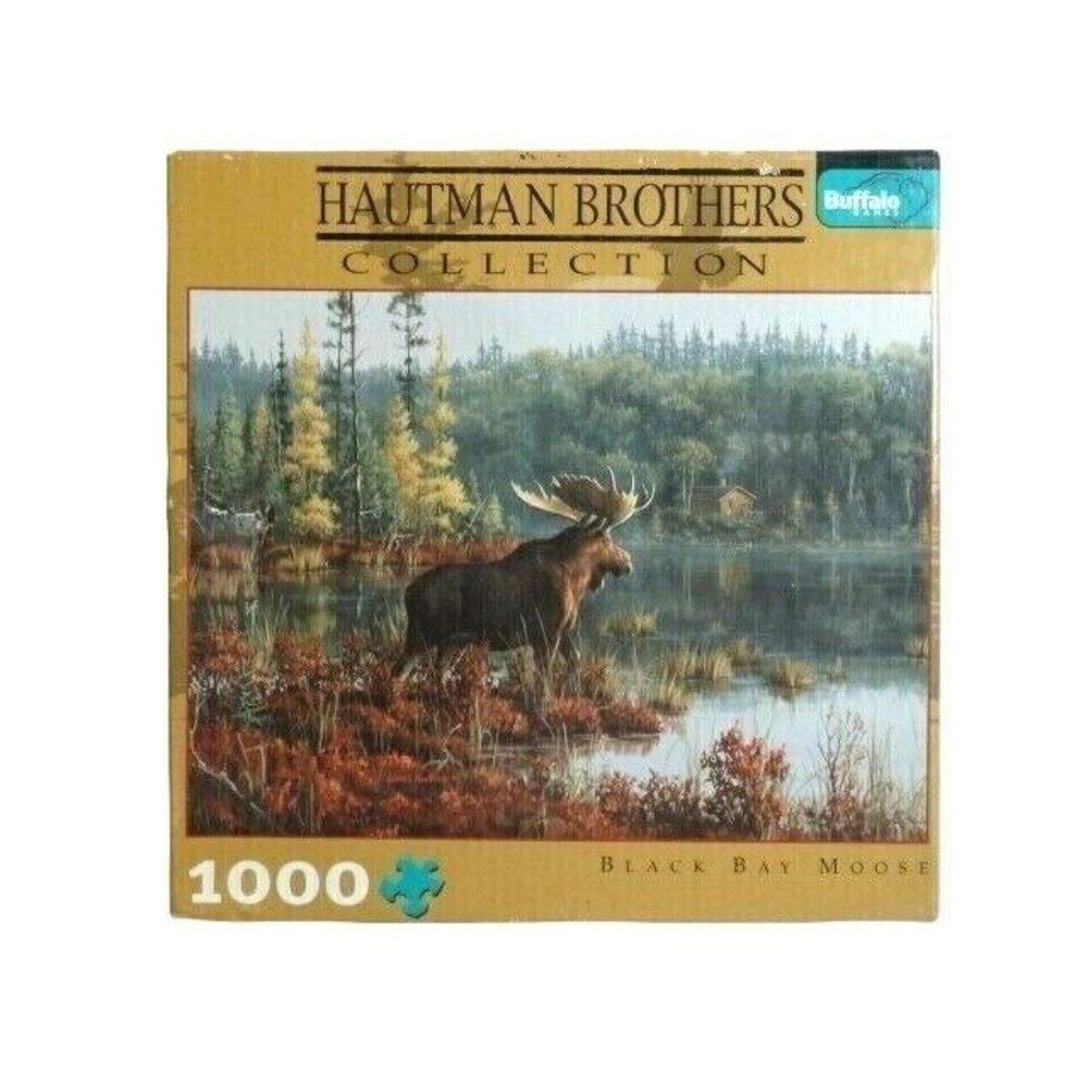 Hautman Brothers Jigsaw Puzzle Black Bay Moose on Lake 27 x 20-in 1000-Pc Gift